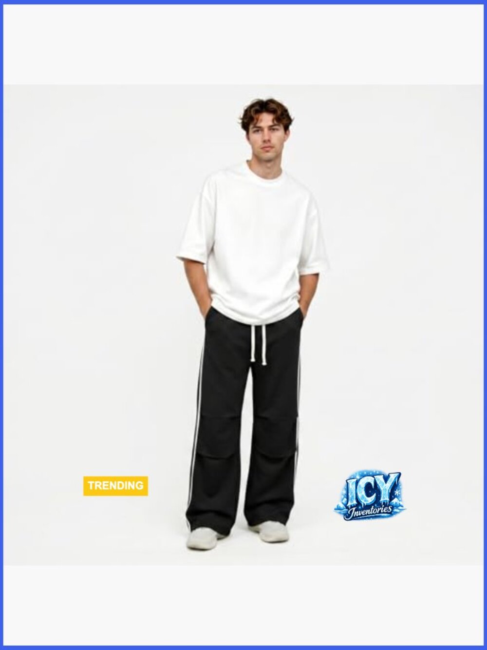 Baggy Sweatpants Wide Leg Track Pants Open Bottom Loose Fit Streetwear - Picture 5 of 7